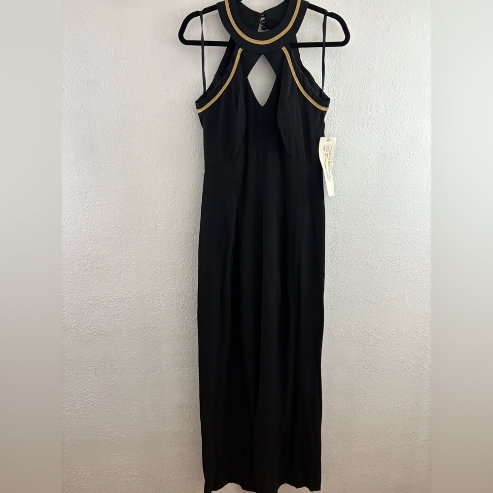 BB Collection Black and Gold Halter tatjana jumpsuit size S